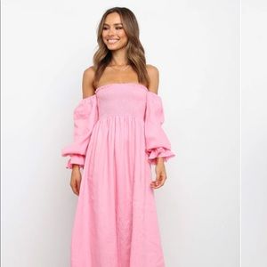 Pink off the shoulder Petal and Pup dress. Never worn, tags still attached!